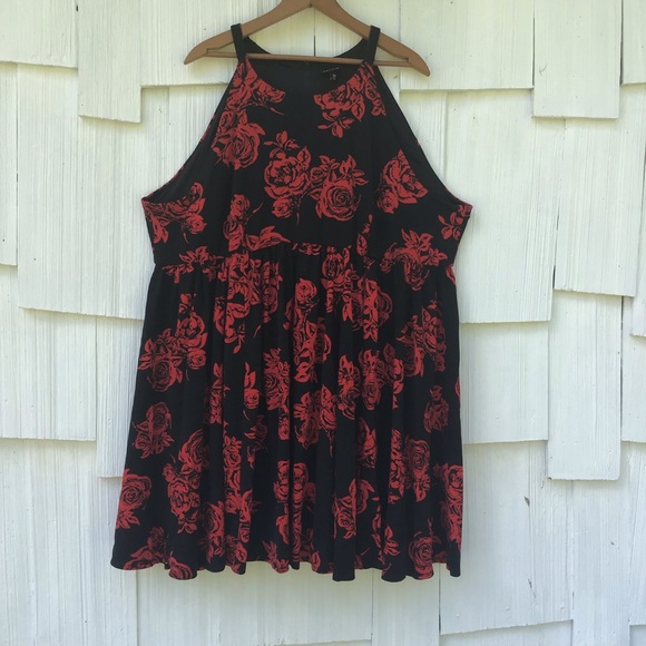 torrid Dresses & Skirts - *Torrid* black and red floral fit and flare 28